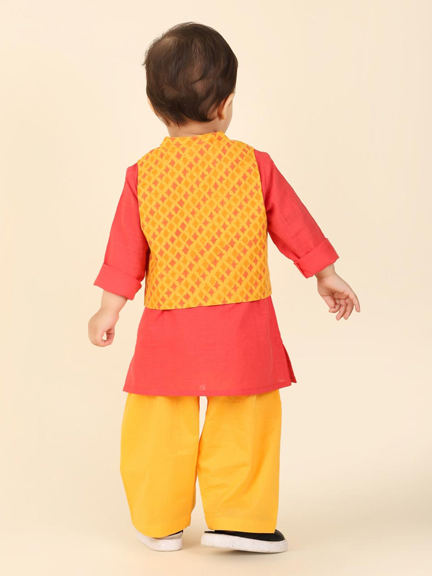 Nino Bambino Kids Navy & White Checks Kurta with Pyjama