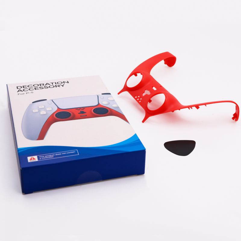 Decorative Strip for PS5 Dualsense Controller, Ackmioxy PS5 Accessories DIY PS5 Controller Replacement Shell Color Replacement Decoration Accessories for PS5 Controller Panel (Red)