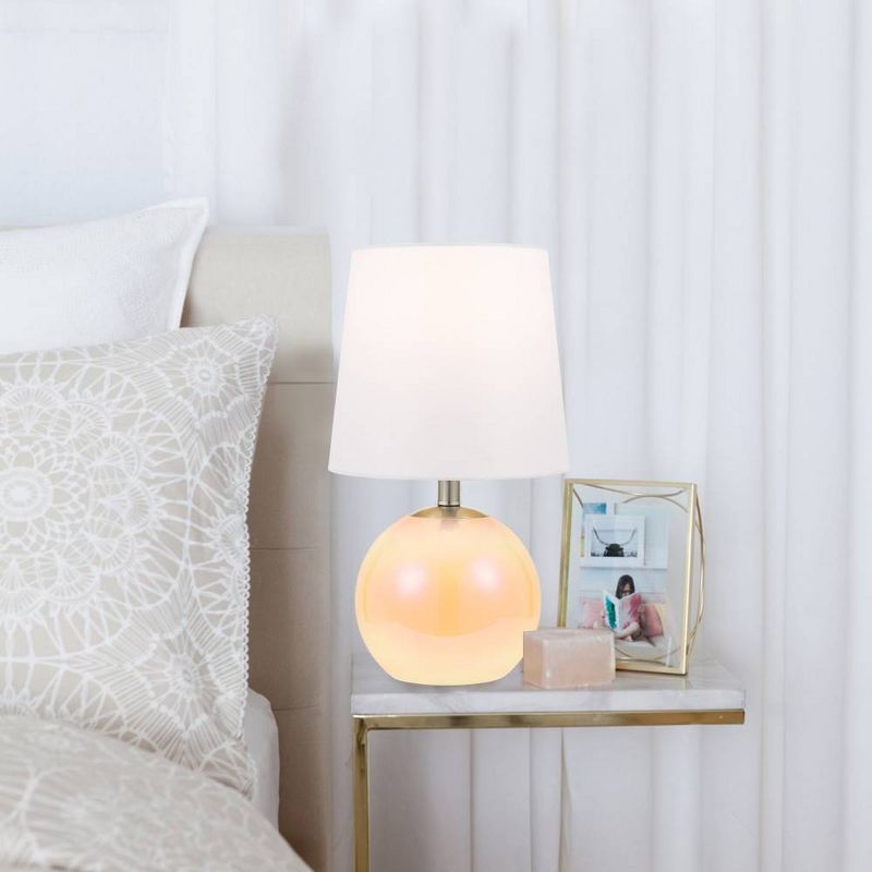 16" Iridescent Glass Table Lamp With Nightlight White (Includes LED Light Bulb) - Cresswell Lighting
