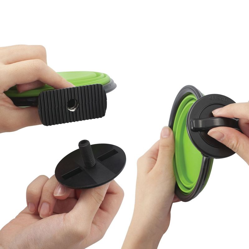 Hanging Crate Dog Bowl, Collapsible Silicone Water Food Feeder Bowl Cage Coop Cup for Cat Bird Pet, Green/Black