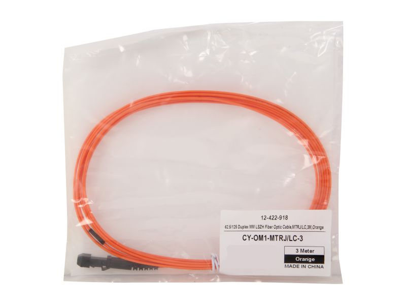Coboc CY-OM1-MTRJ/LC-3 9.84 ft. Fiber Optic Cable, MTRJ (Male)/LC, Multi Mode, Duplex (62.5/125 Type)  - Orange