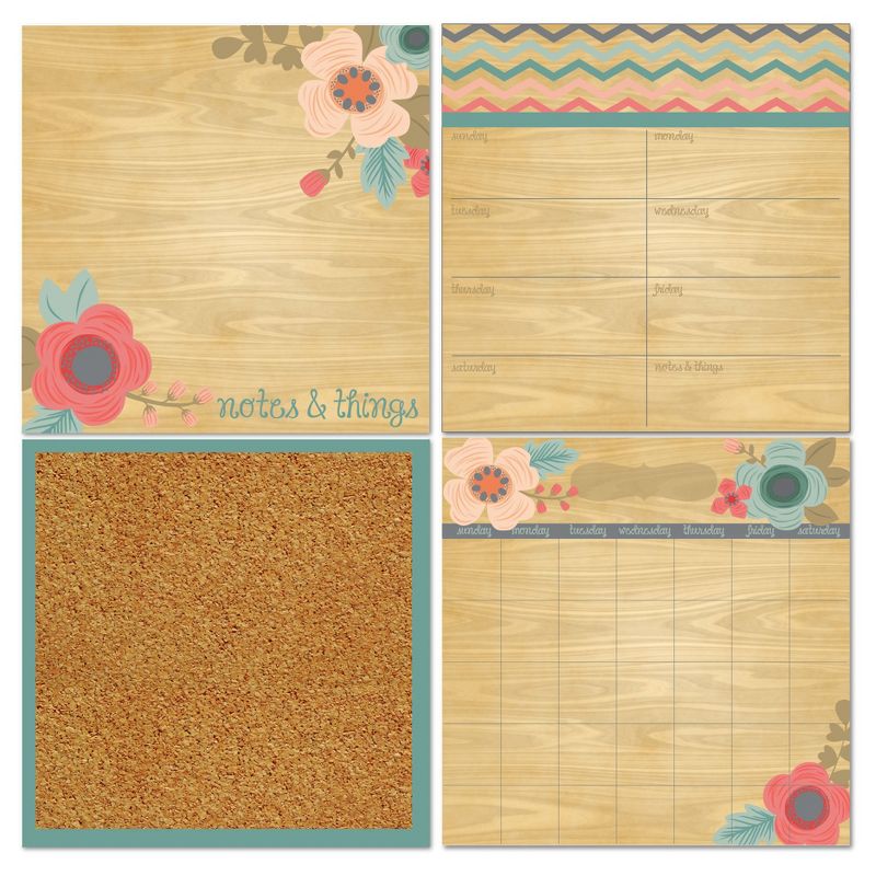 Wall Pops!  Cork and White Board Calendar Set 4ct - Wood with Flowers