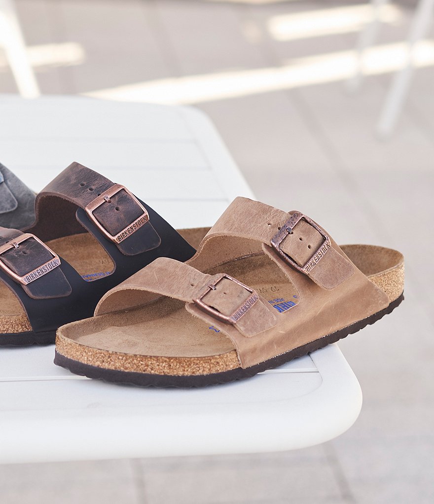 Birkenstock Arizona Men's Oiled Leather Soft Footbed Slip On Sandals