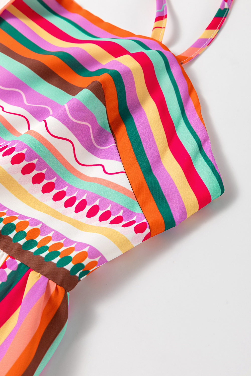 Multicolour Boho Striped Spaghetti Strap Smocked Back Maxi Dress