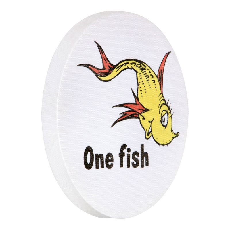 4pc 8"x8" Dr. Seuss One Fish, Two Fish, Red Fish, Blue Fish Stretched Canvas Wall Art Set