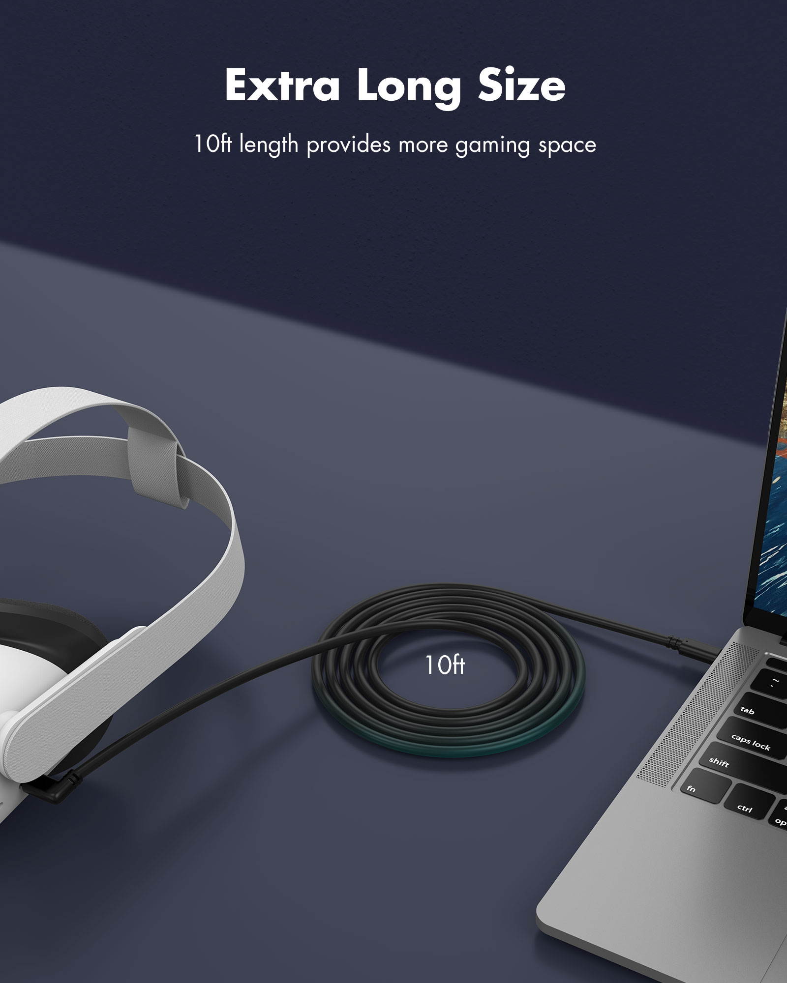 Link Cable Compatible for Oculus Quest 2, Fast Charging & PC Data Transfer USB C 3.2 Gen1 Cable for VR Headset and Gaming PC 10FT(3M)