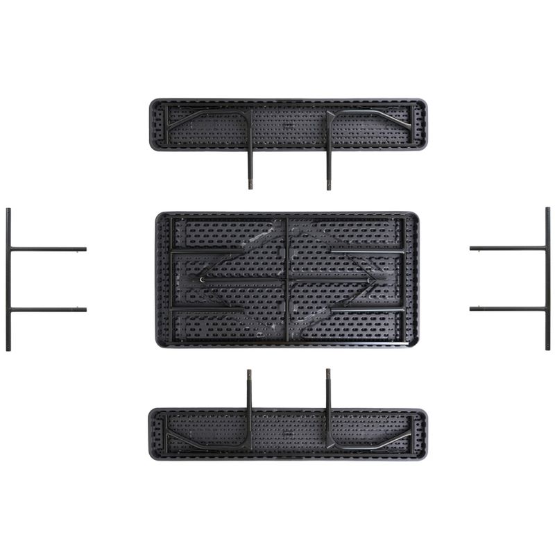 Gardenised Gray Outdoor Foldable Woodgrain Portable Picnic Table Set