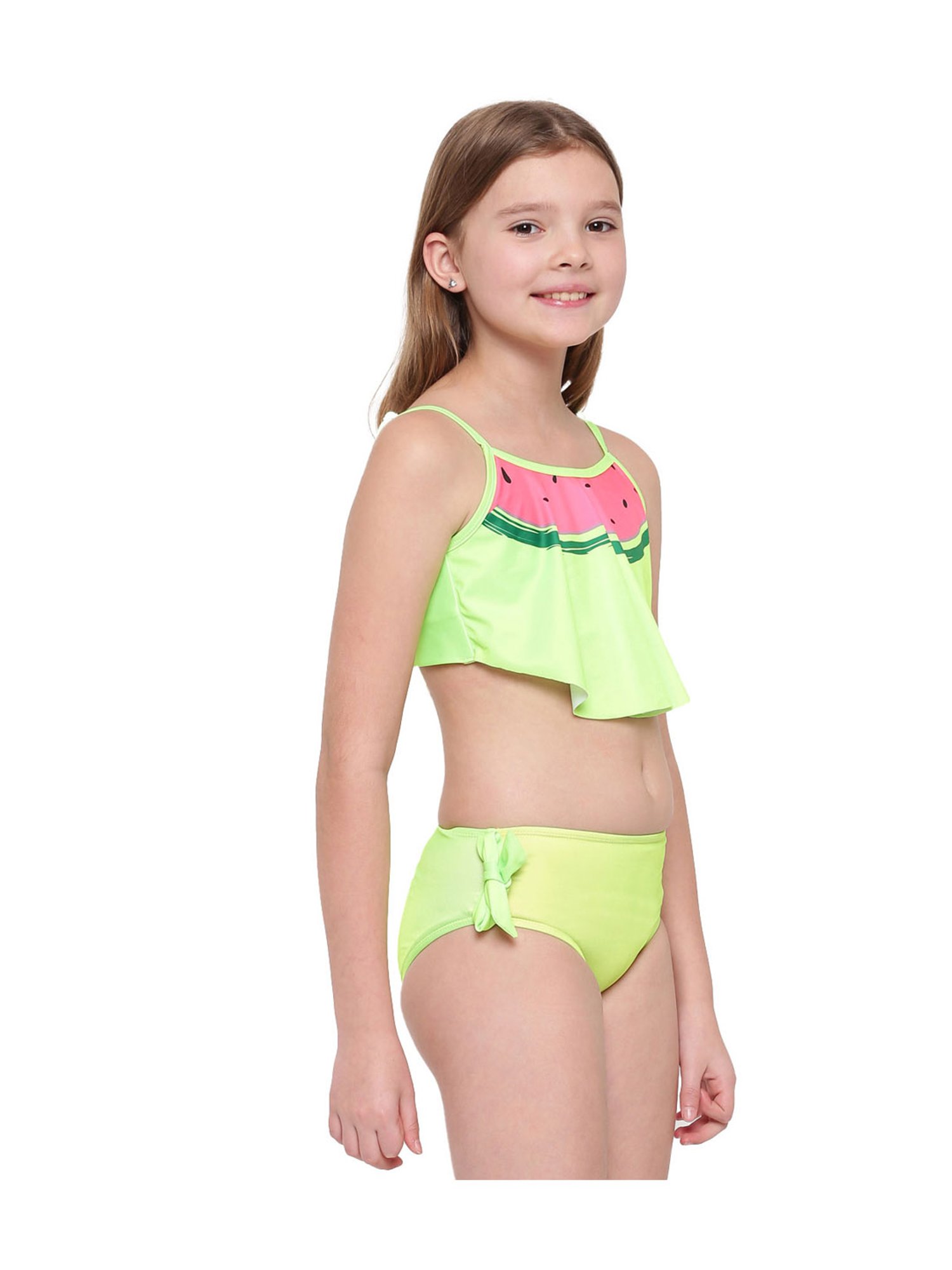 IO Kids Green Printed Top with Brief