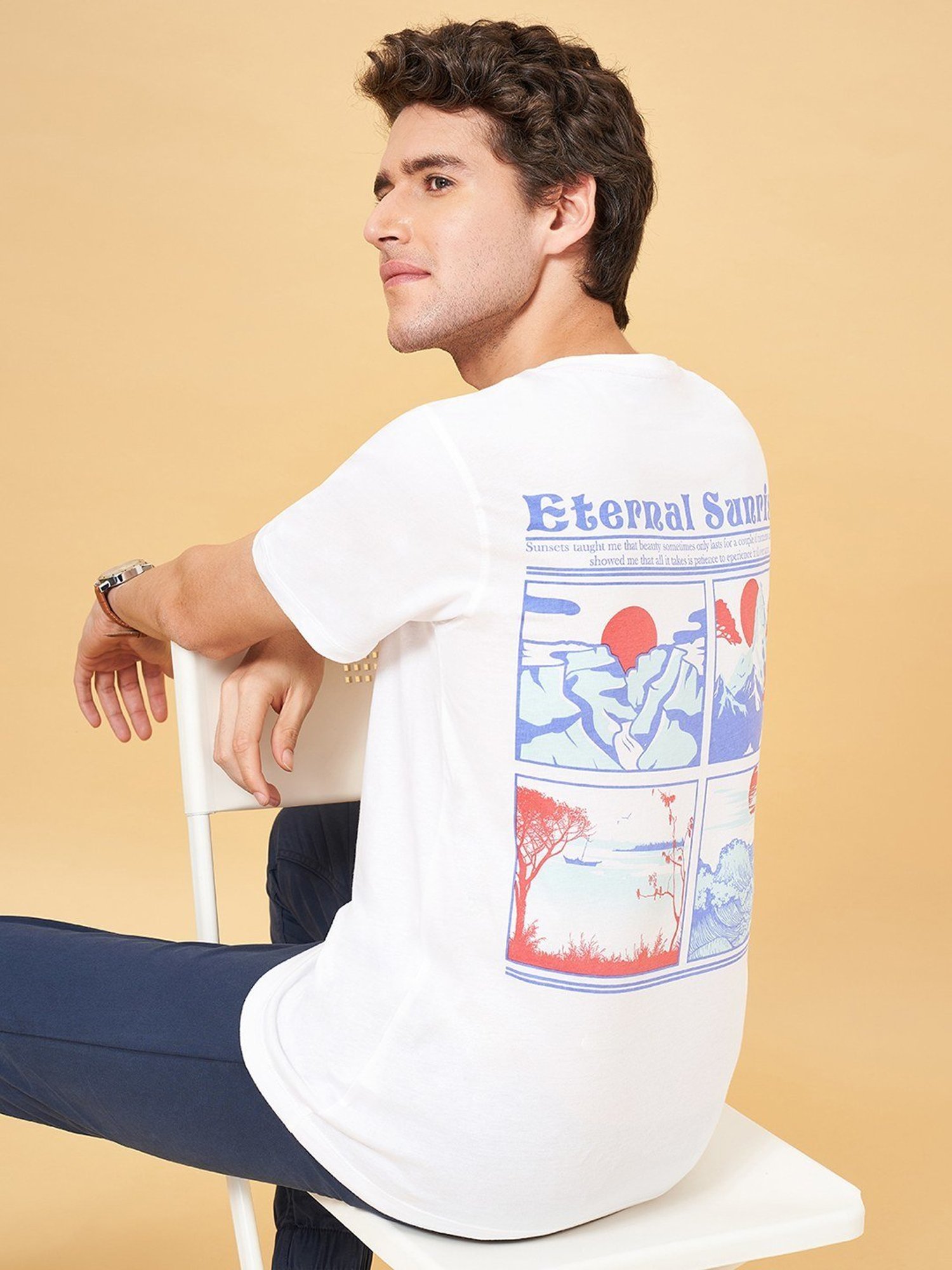 Urban Ranger by Pantaloons Gardenia Cotton Slim Fit Printed T-Shirt