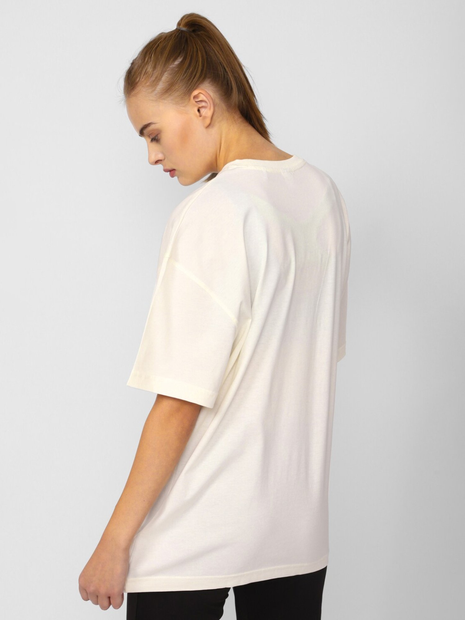 Reebok White Cotton Printed T-Shirt