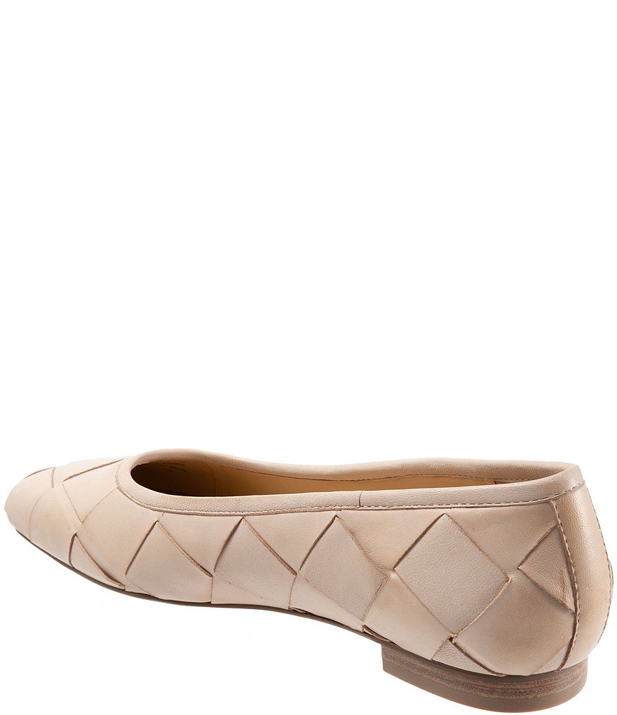 Trotters Hanny Woven Square Toe Leather Ballet Flats