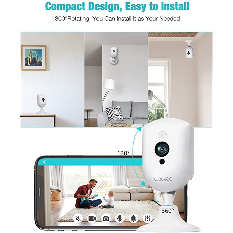 Wireless Security Camera  1080P Wireless Camera with Sound Motion Detection IR Night Vision Home Camera with 2 Way Audio 8X Zoom WiFi Camera Cloud Service Compatible with Alexa