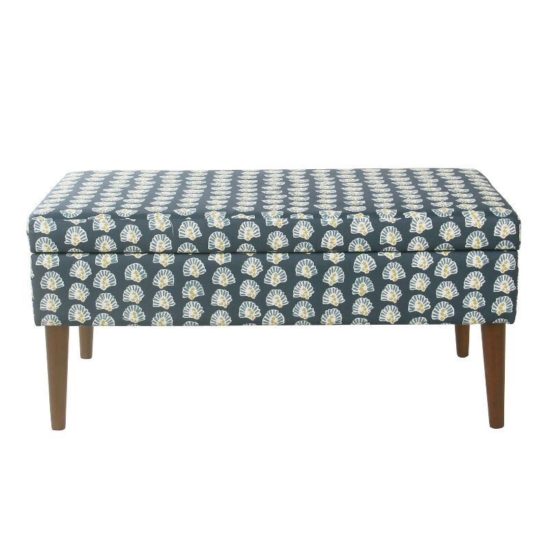Mid-Century Storage Bench Teal Floral - HomePop
