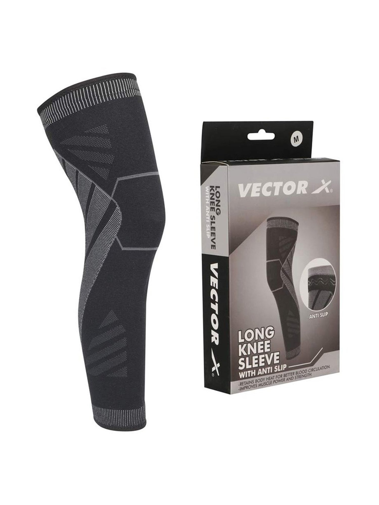 Vector X Black & Grey Long Knee Sleeve (Small)