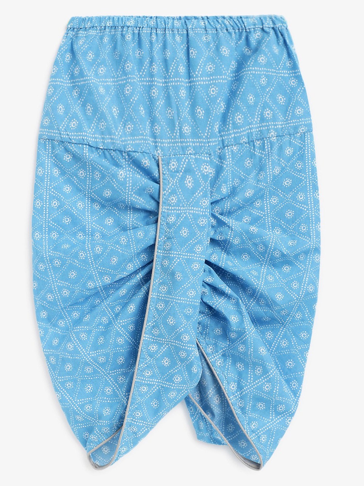 Campana Kids Grey & Blue Floral Print Full Sleeves Kurta with Dhoti