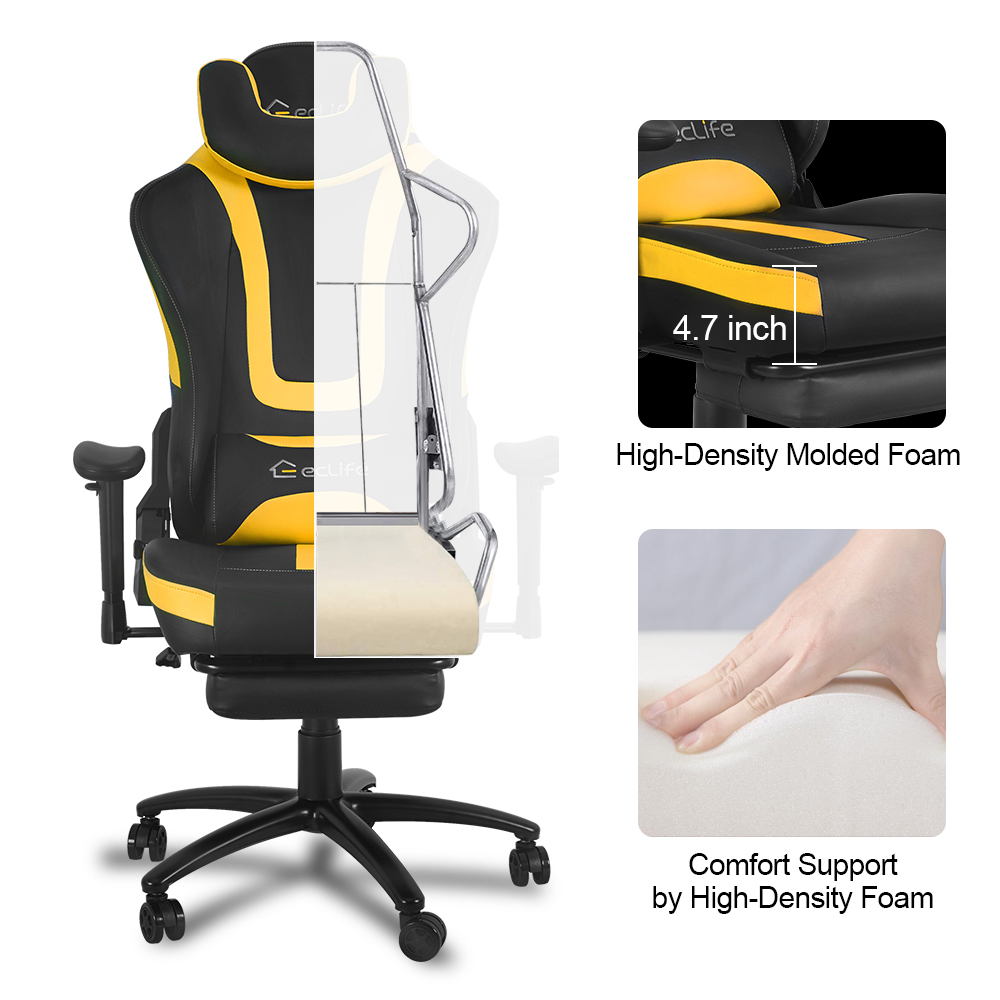 Ergonomic Racing Gaming Chair LUCKWIND Racing Chair
Massage Gaming Chair Office Chair Height Adjustment Recliner Swivel Rocker With Adjustable Headrest Retractable Footrest And Massage Lumbar Pad