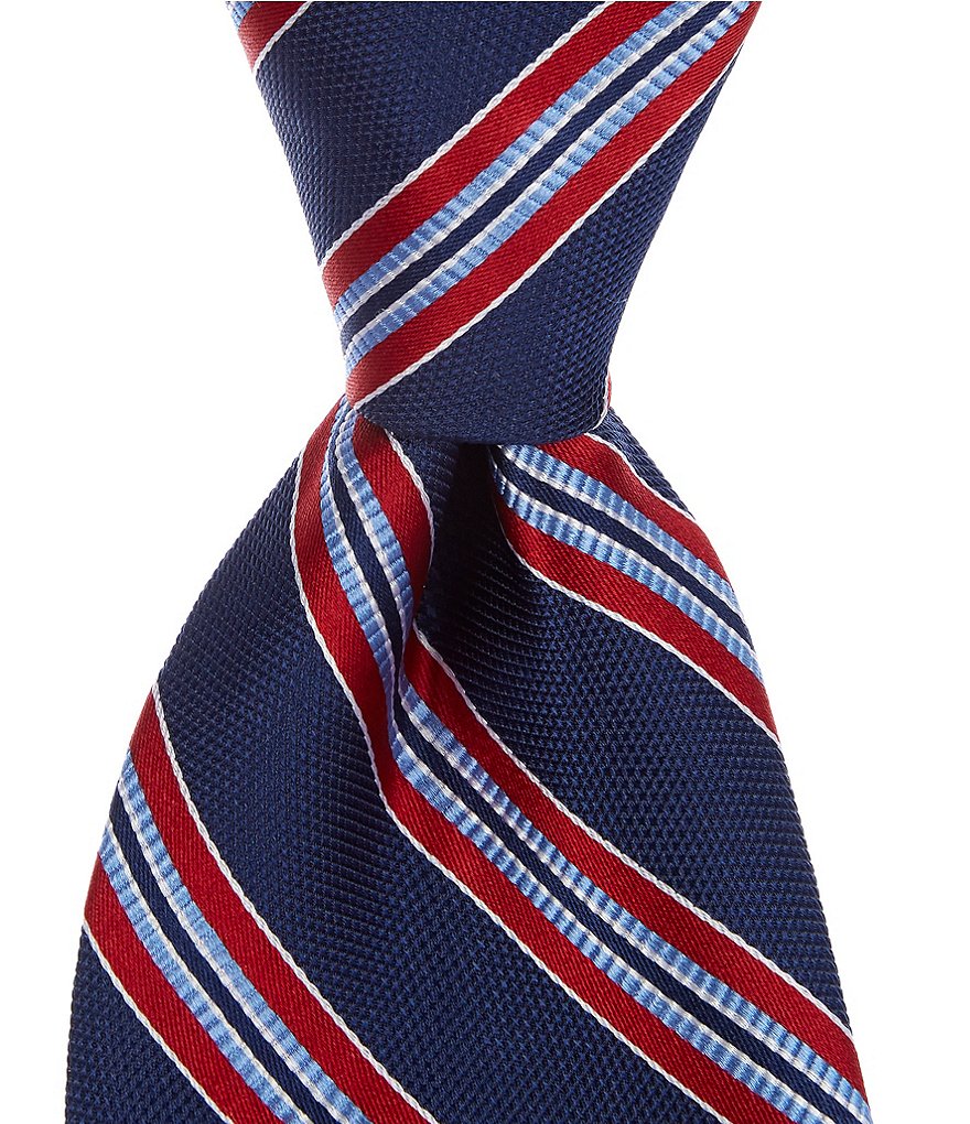 Roundtree & Yorke Big & Tall Johnson Stripe 3 3/8#double; Silk Tie
