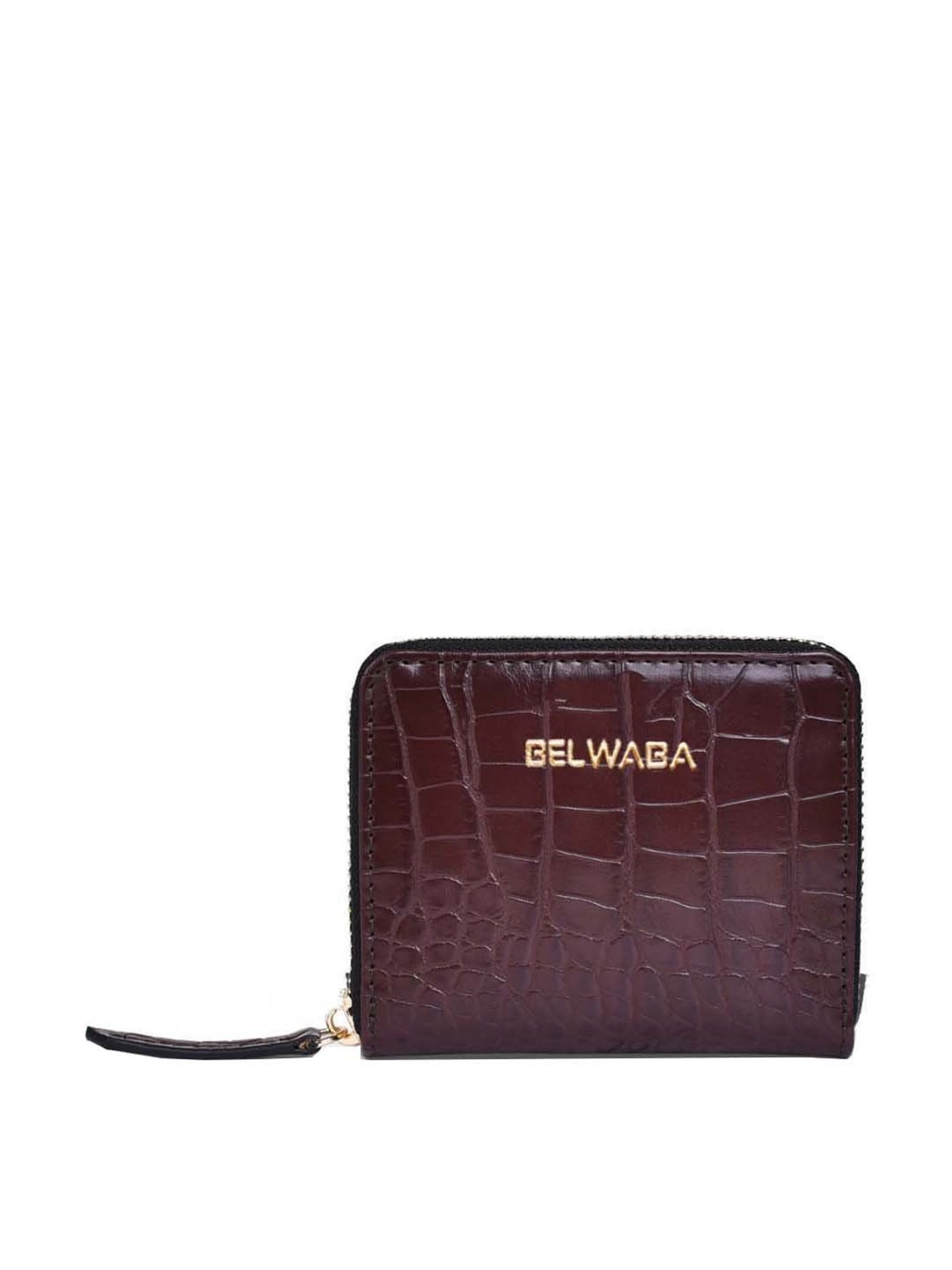 BELWABA Brown Textured Zip Around Wallet for Women