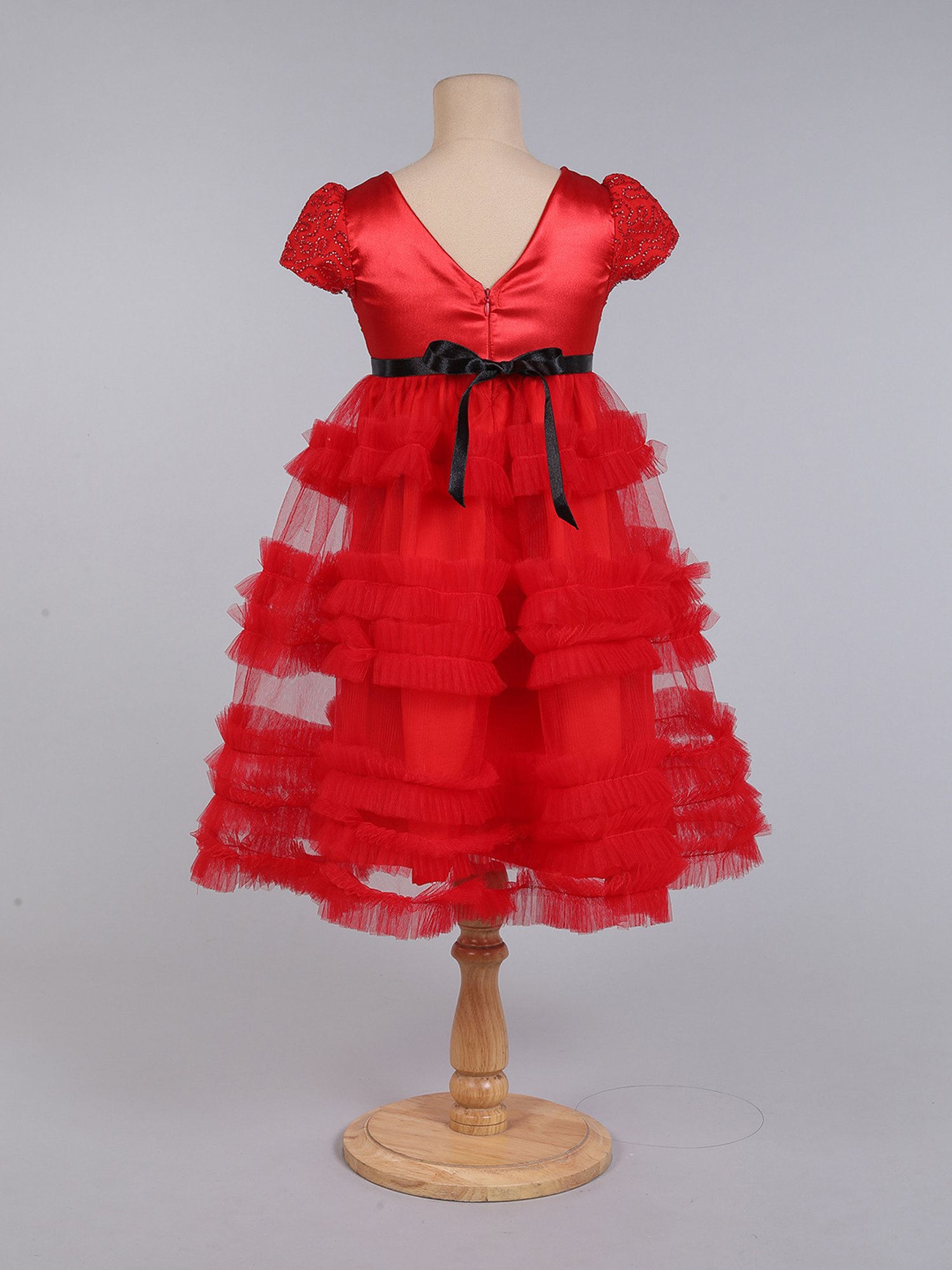Many Frocks Kids Red Embellished Gown
