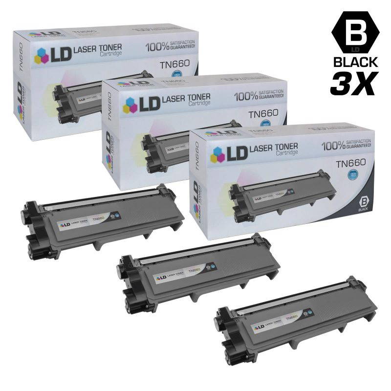 LD &copy; Compatible Replacements for Brother TN660 3PK HY Black Laser Toner Cartridges for Brother DCP L2520DW, L2540DW, HL L2300D, L2320D, 2340DW, L2360DW, L2380DW, & MFC L2700DW, L2720DW, L2740DW
