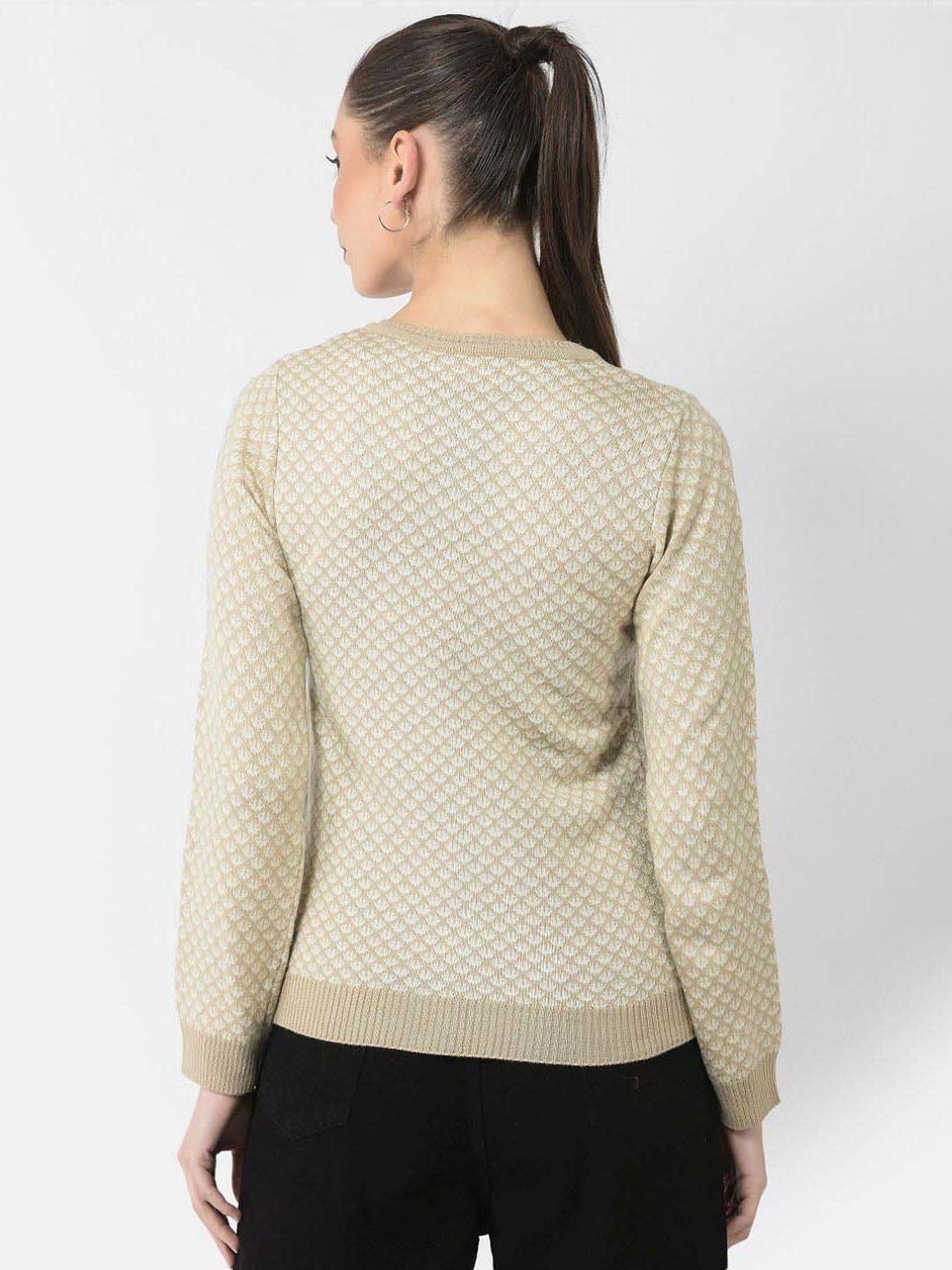 Crimsoune Club Beige Printed Cardigan