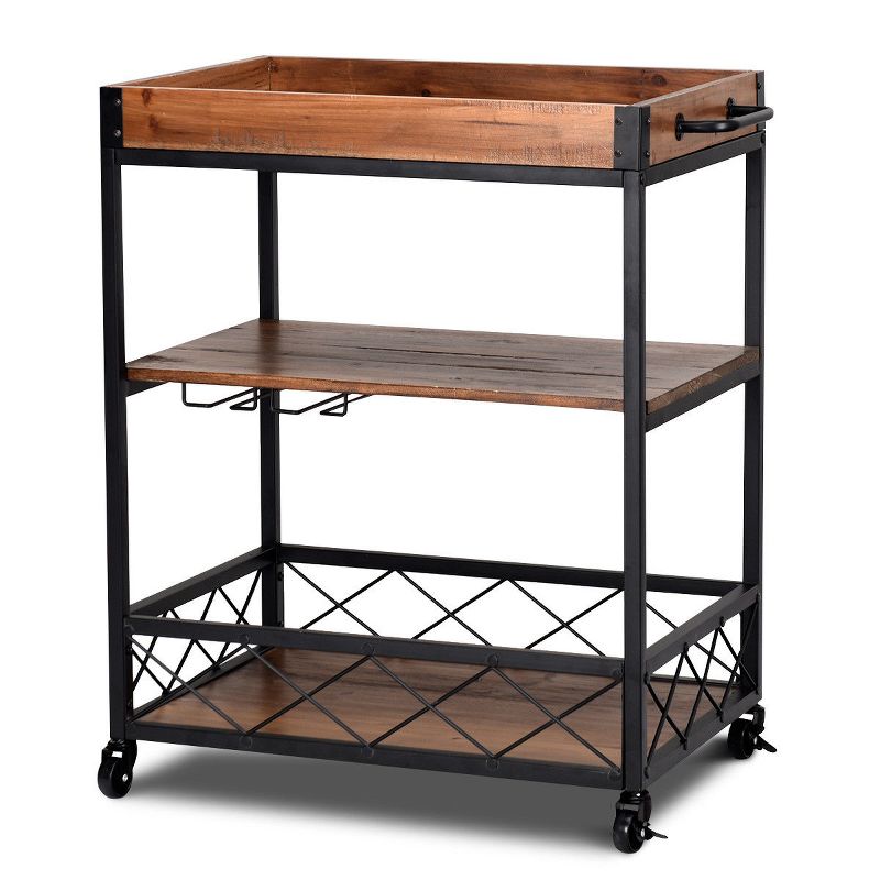 Costway 3 Tier Rolling Kitchen Trolley Island Cart Serving Dining Storage Shelf Utility Black Iron