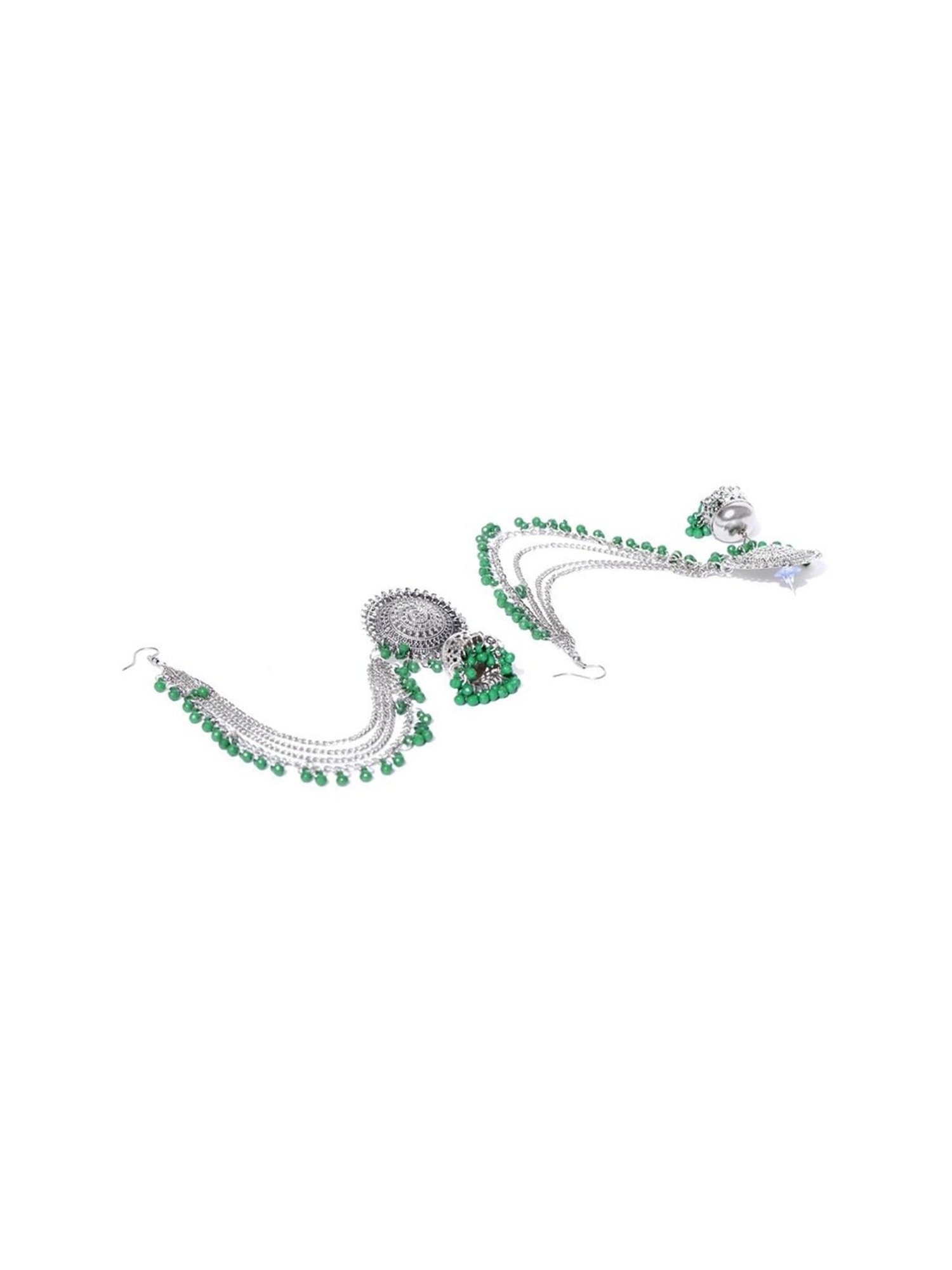 YouBella Stylish Latest Design Green Jhumki Earring & Maangtikka Sets
