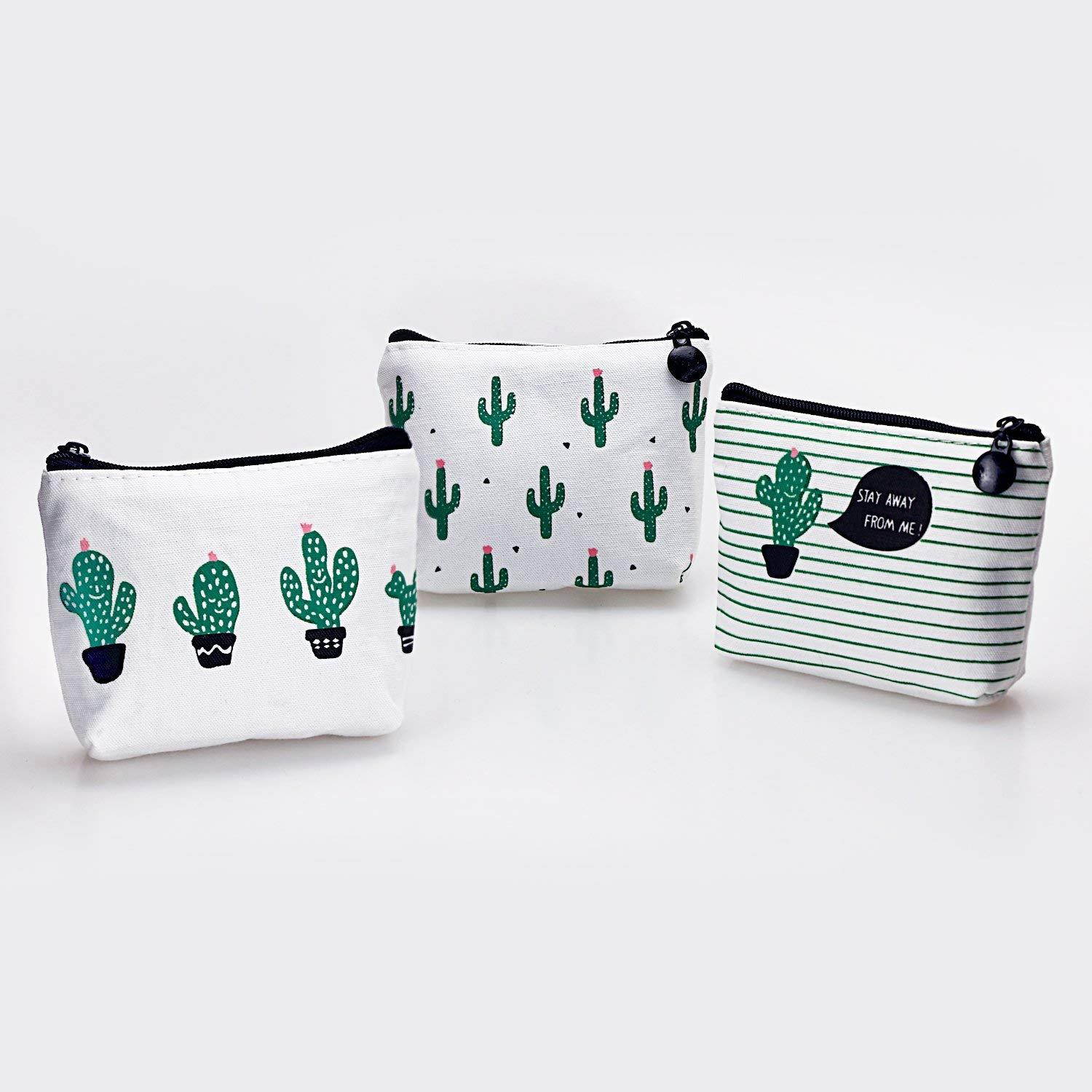 YOUSHARES 6 Packs Cactus Pencil Case Bundle &ndash; Cute Canvas Pencil Bag for Pencils & Pens or Small Makeup (6PCS(Green))
