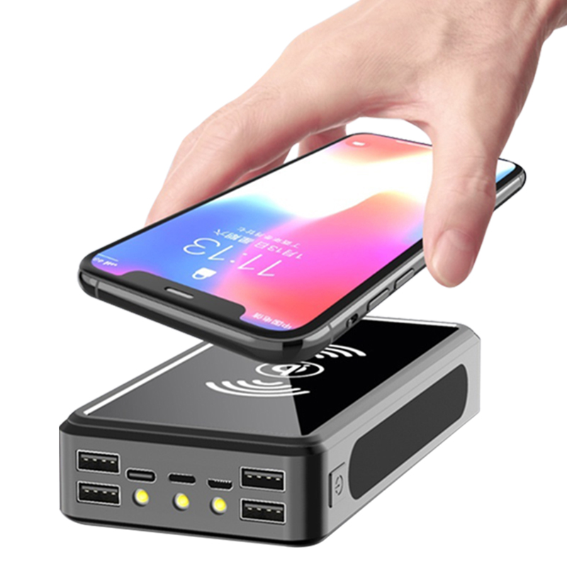 900000mAh  Qi Built-in Wireless Charge Power Bank Solar Mobile Power 4usb Charger 9V4A External Battery Bank