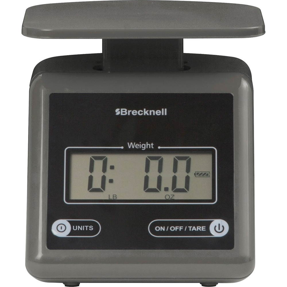 Brecknell Electronic Postal Scale, 7 lbs Capacity, 6 4/5 x 5 3/5 Platform, Gray