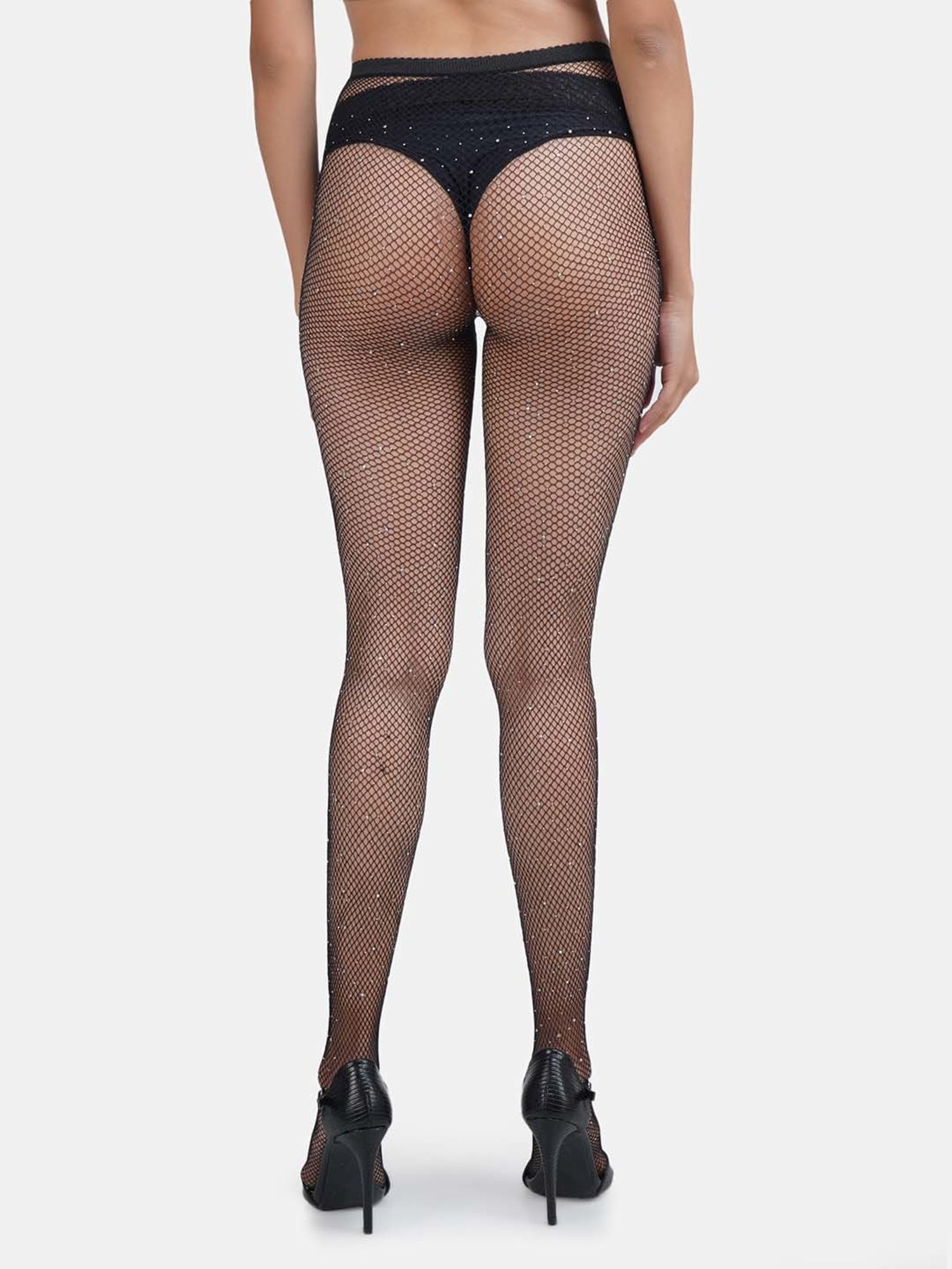 Secrets By ZeroKaata Black Plain Pantyhose Stockings - Pack Of 2