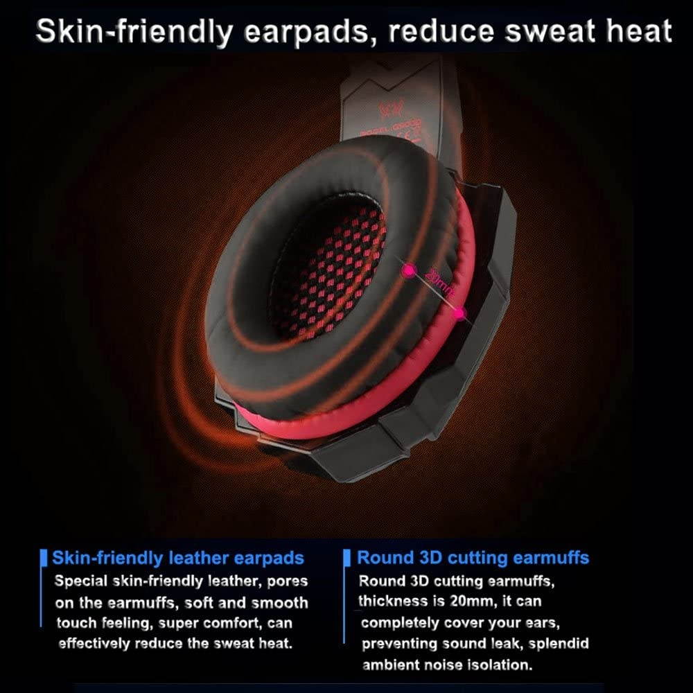 Docooler G9000 3.5mm Gaming Headphone Stereo Game Headset Noise Cancellation Earphone with Mic LED Light Volume Control Compatible with PS4 Laptop Tablet Mobile Phones