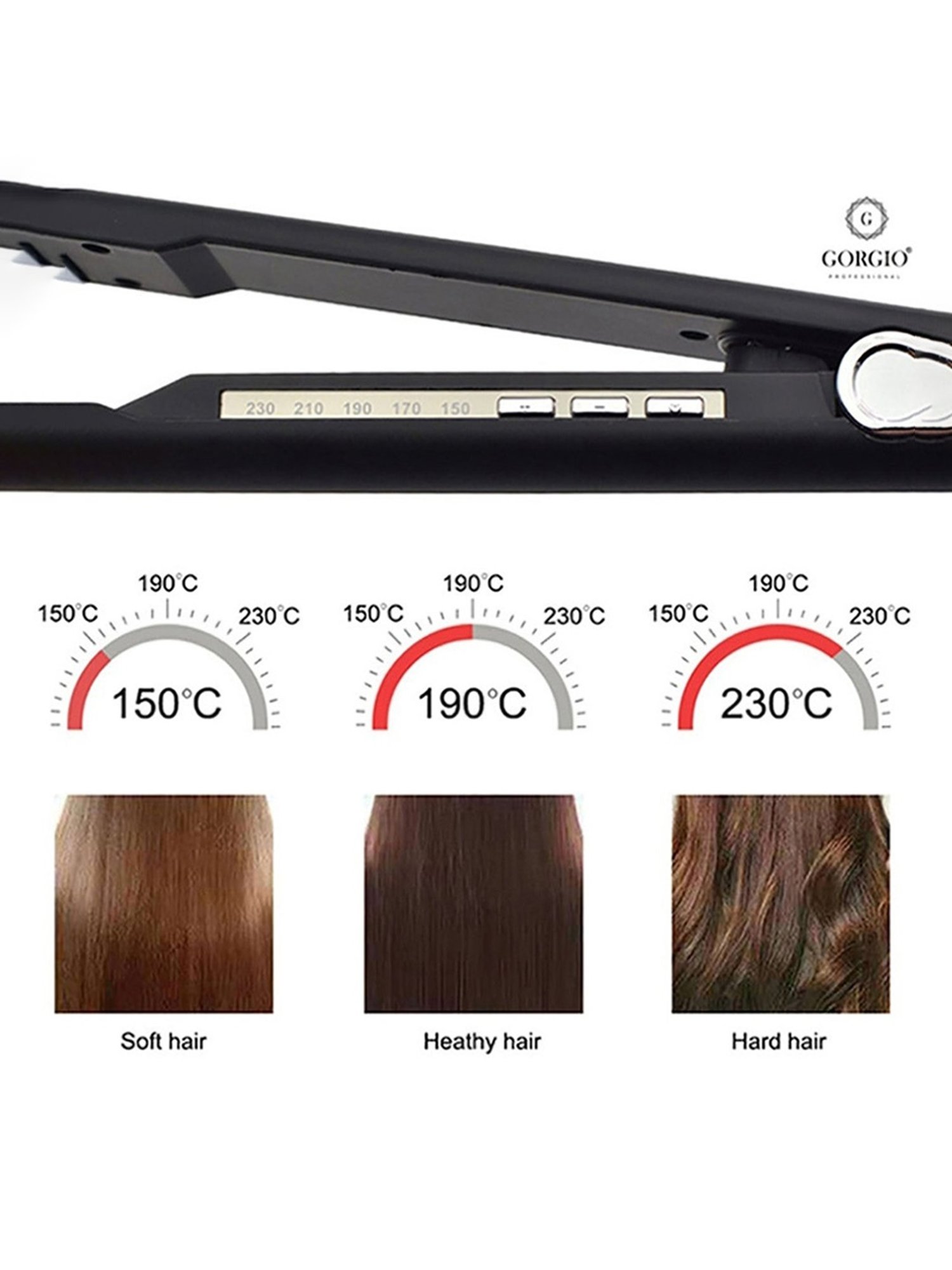 Gorgio Professional HS3 Mirror Titanium Hair Straightener (Black)