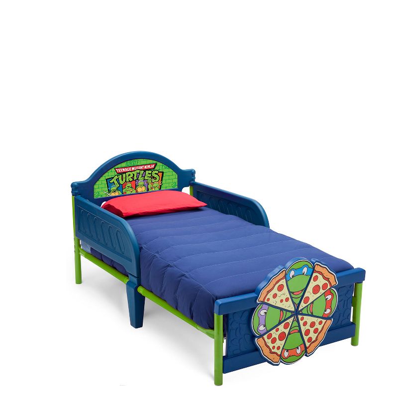 Delta Children 3D Design Teenage Mutant Ninja Turtles Low Sitting Easy Access Headboard and Footboard Included Toddler Bed with Guardrails
