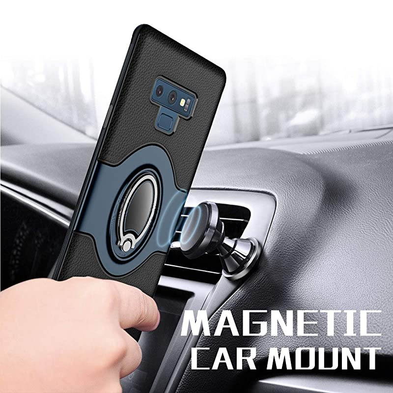 Samsung Galaxy Note 9 Case  Ring Holder Kickstand Cases + Dashboard Magnetic Phone Car Mount Navy Blue