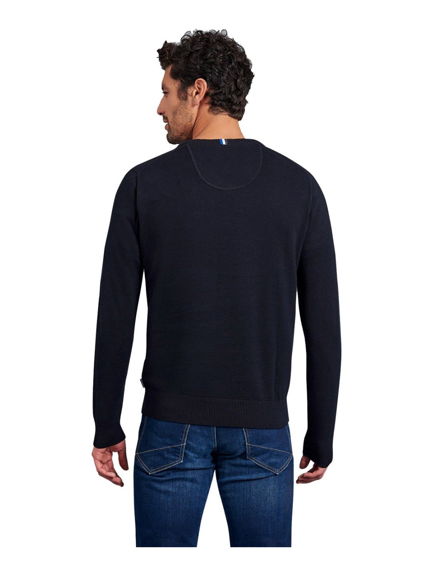 Beverly Hills Polo Club Navy Cotton Regular Fit Argyle Sweater