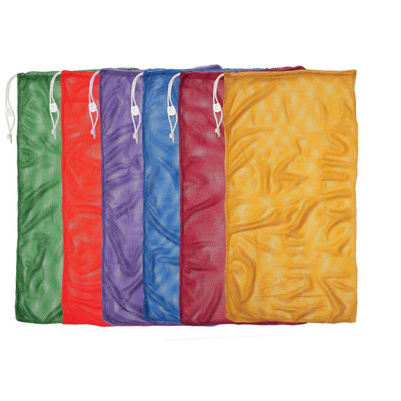 Champion Sports 48 x 24 Mesh Drawstring Sport Equipment Bags, Set of 6 Colors