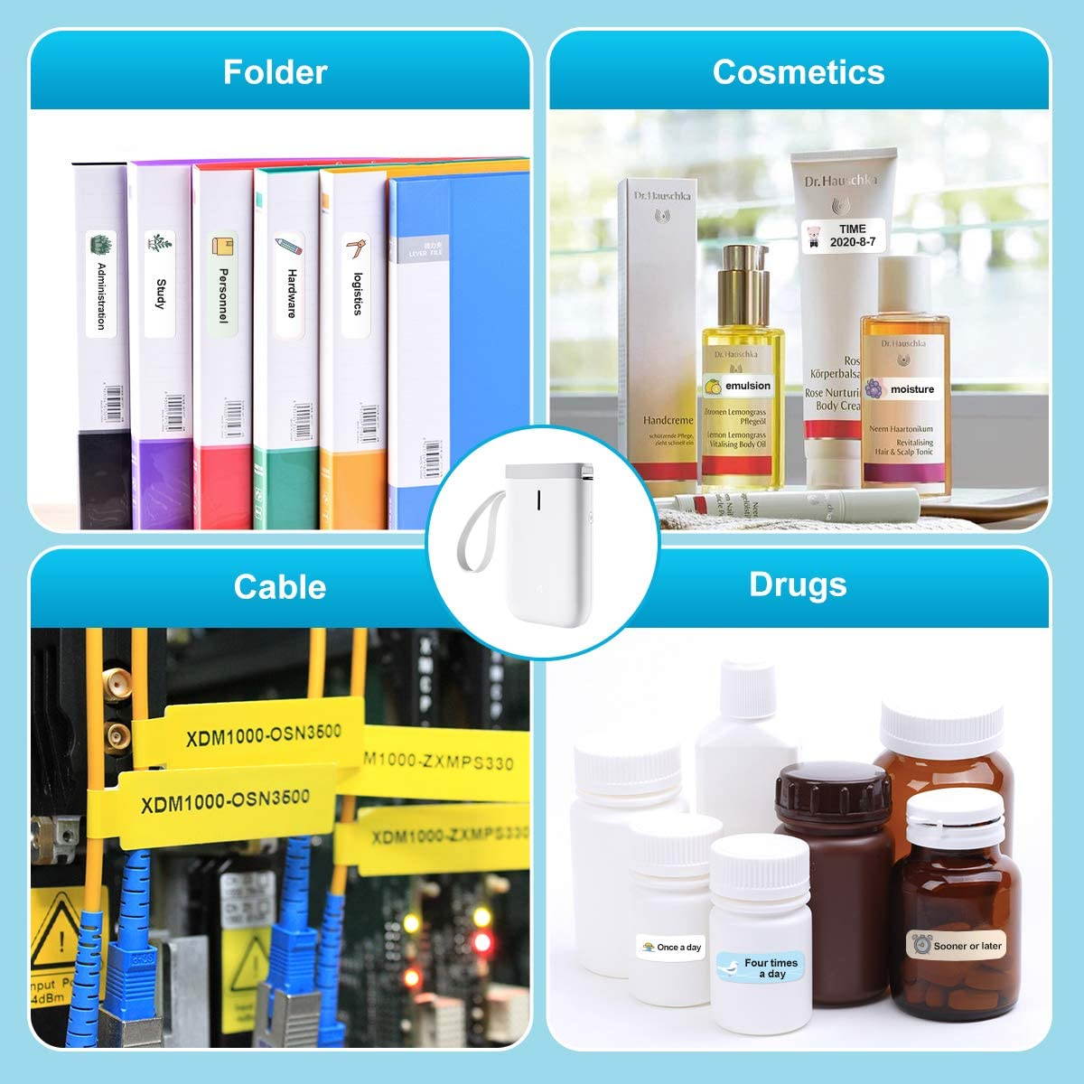 Yixianxi 2020 Protable Wireless Connection Label Printer comes with multiple templates for smart phones, tablets and easy to use office home organization USB charging