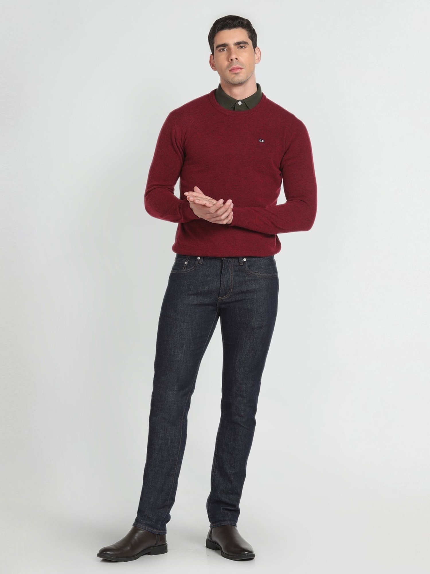 Arrow Sport Red Regular Fit Sweater