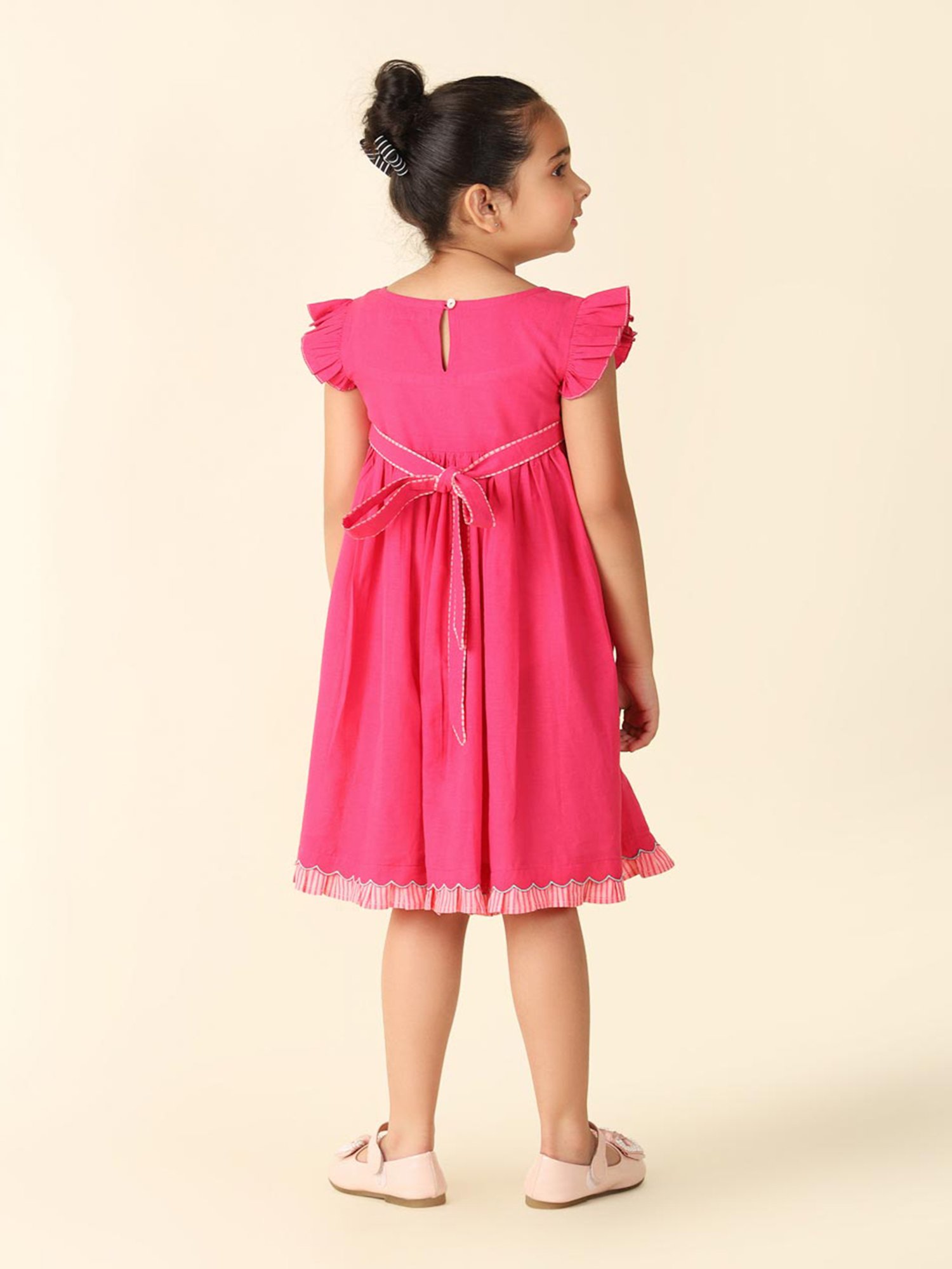 Fabindia Kids Fuchsia Solid Dress