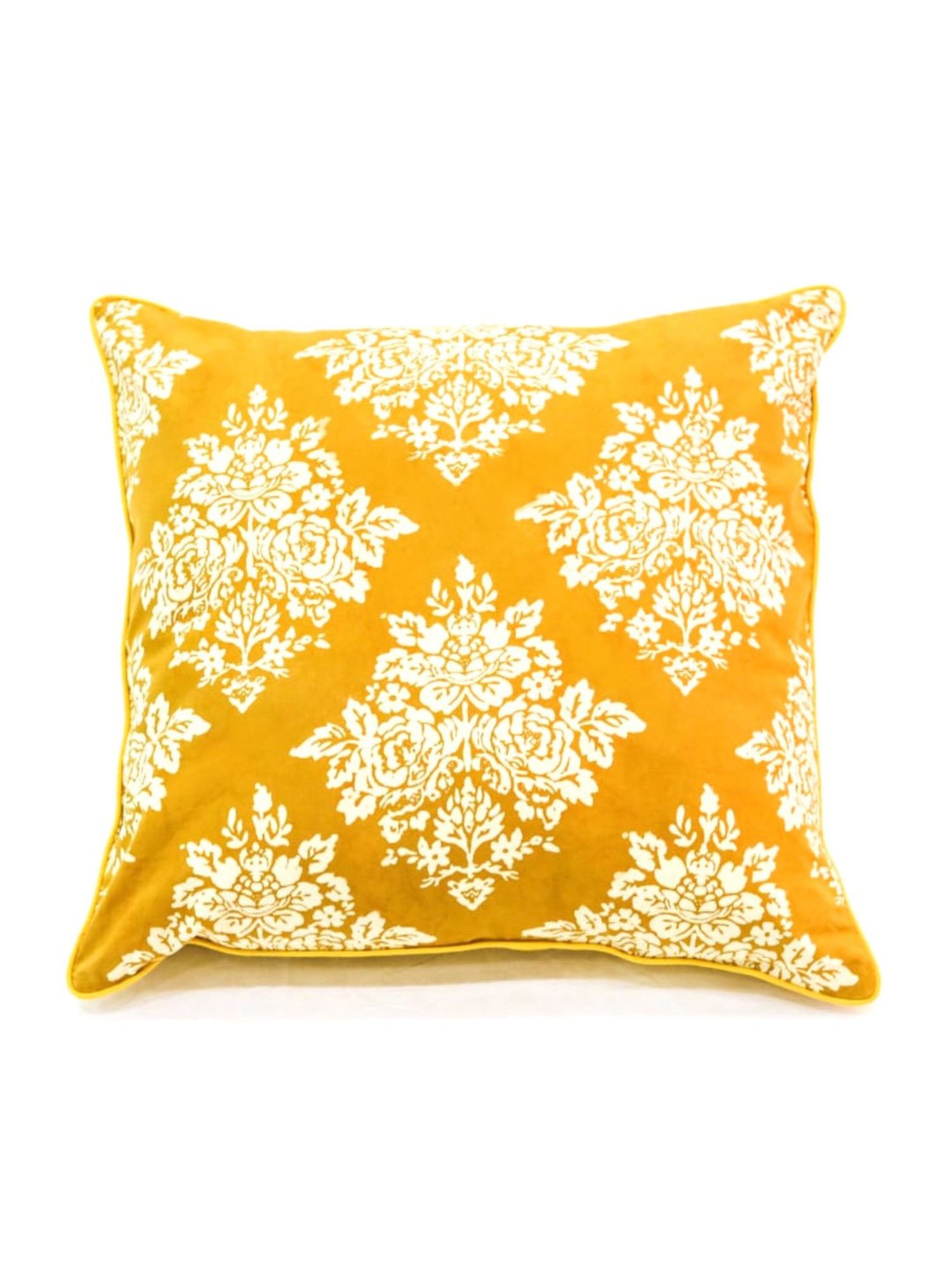 Spaces Spun Floral Yellow Cotton Cushion Cover
