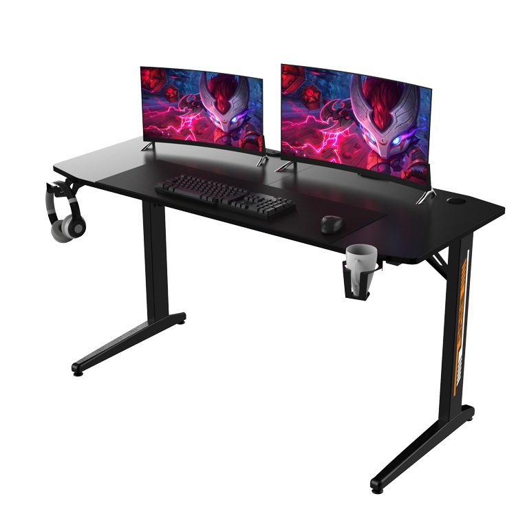 55" E-Sports Gaming Desk - NEO E-Sports Computer Desk Table with Large Size Ergonomic Surface and K-Shaped Heavy Duty Construction with Cup Holder Headphone Hook & 2 Cable Management Holes