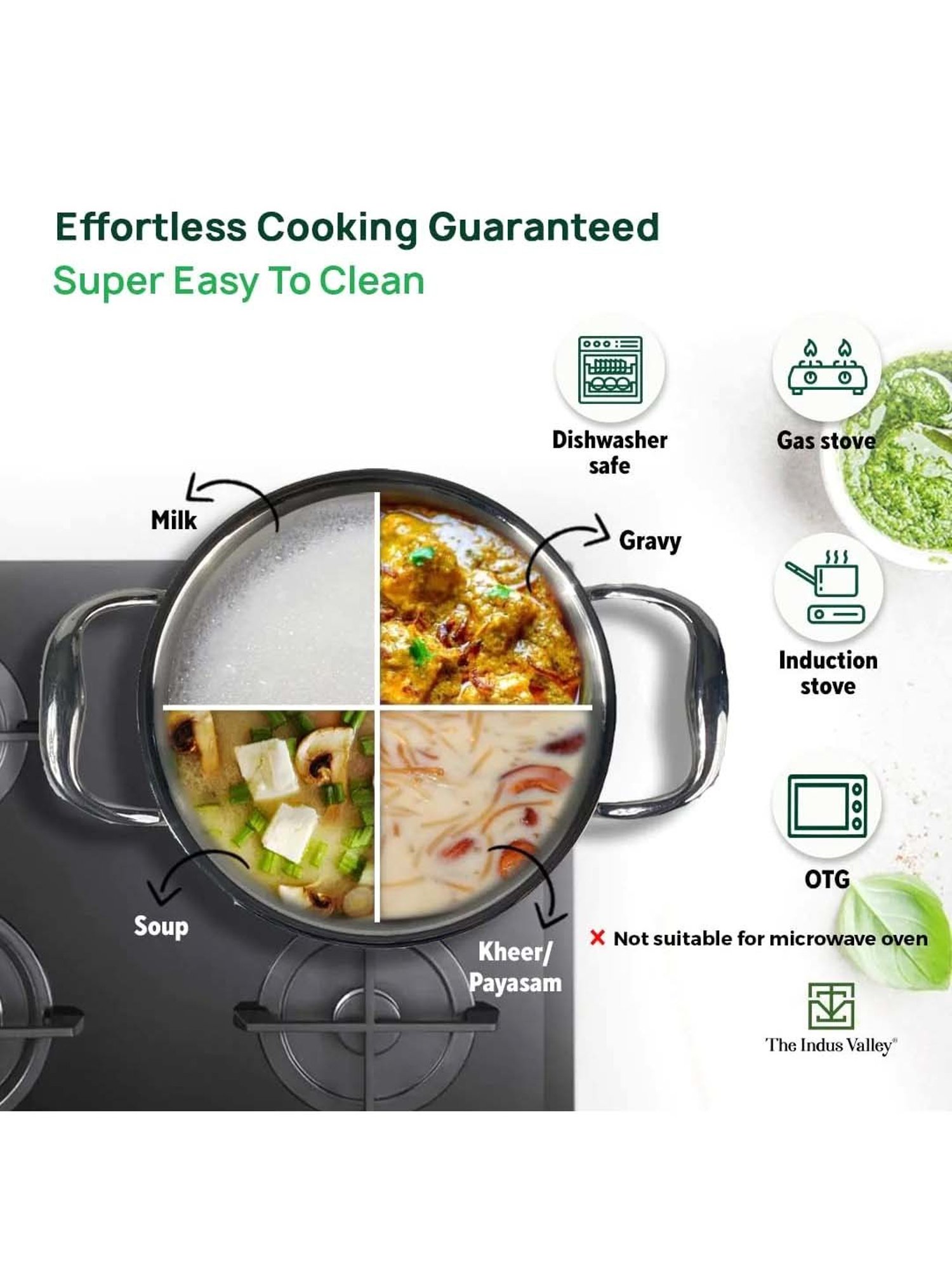 The Indus Valley Silver Stainless Steel 22 cm Induction Friendly Saucepot With Lid (3.1 L)