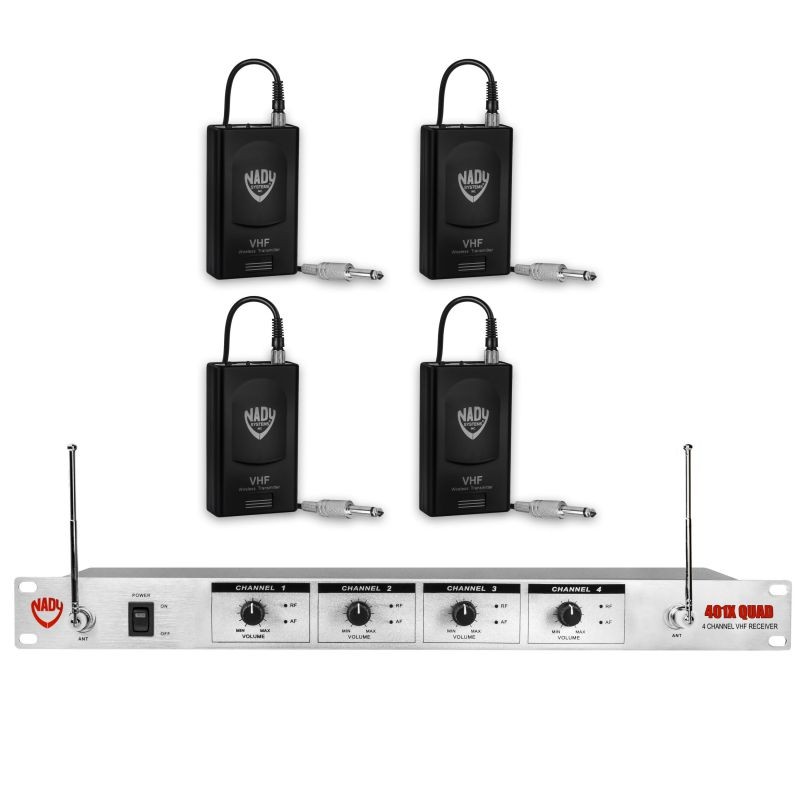 Nady 401X QUAD Wireless 4-Channel Instrument / Guitar System with 4 Guitar Bodypack Transmitters