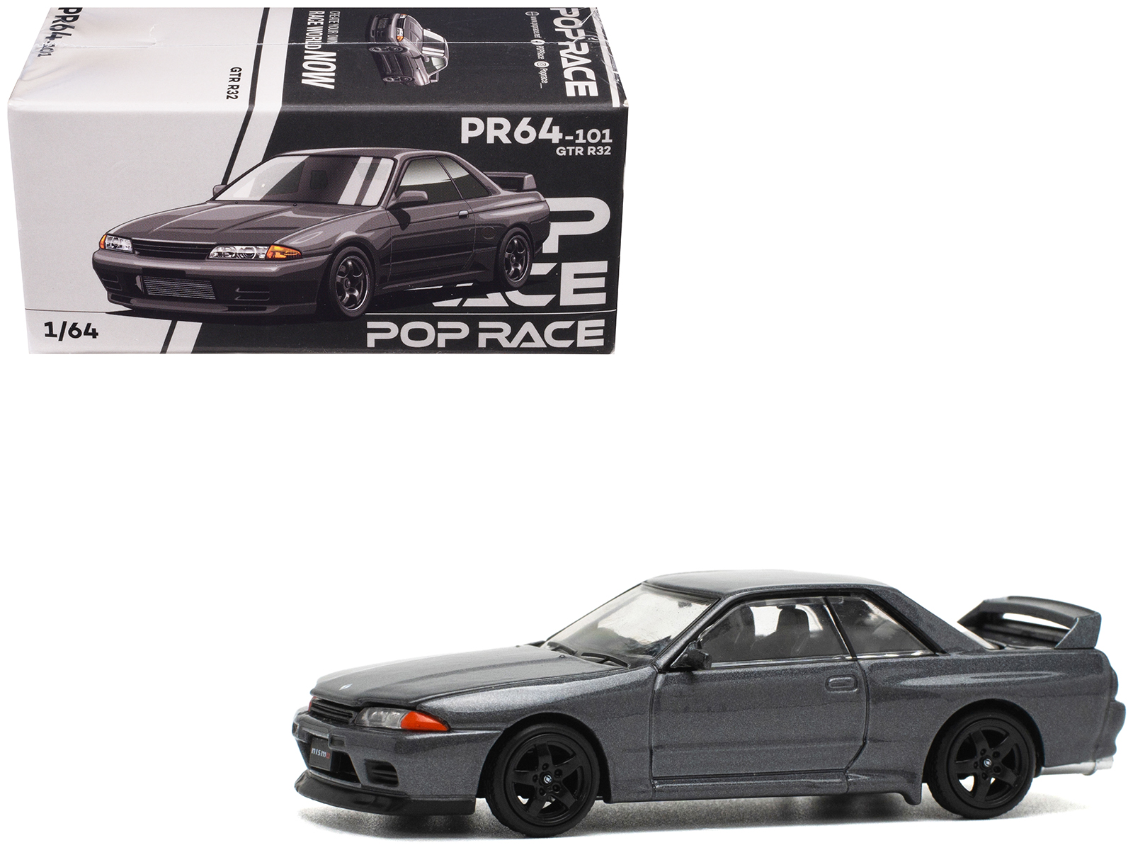 GTR R32 RHD (Right Hand Drive) Gun Gray Metallic 1/64 Diecast Model Car by Pop Race
