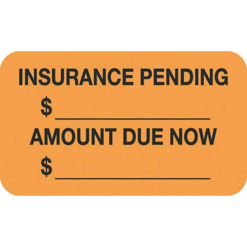 Insurance Labels, Fluorescent Orange, 1-1/2" x 7/8", (Roll of 250)