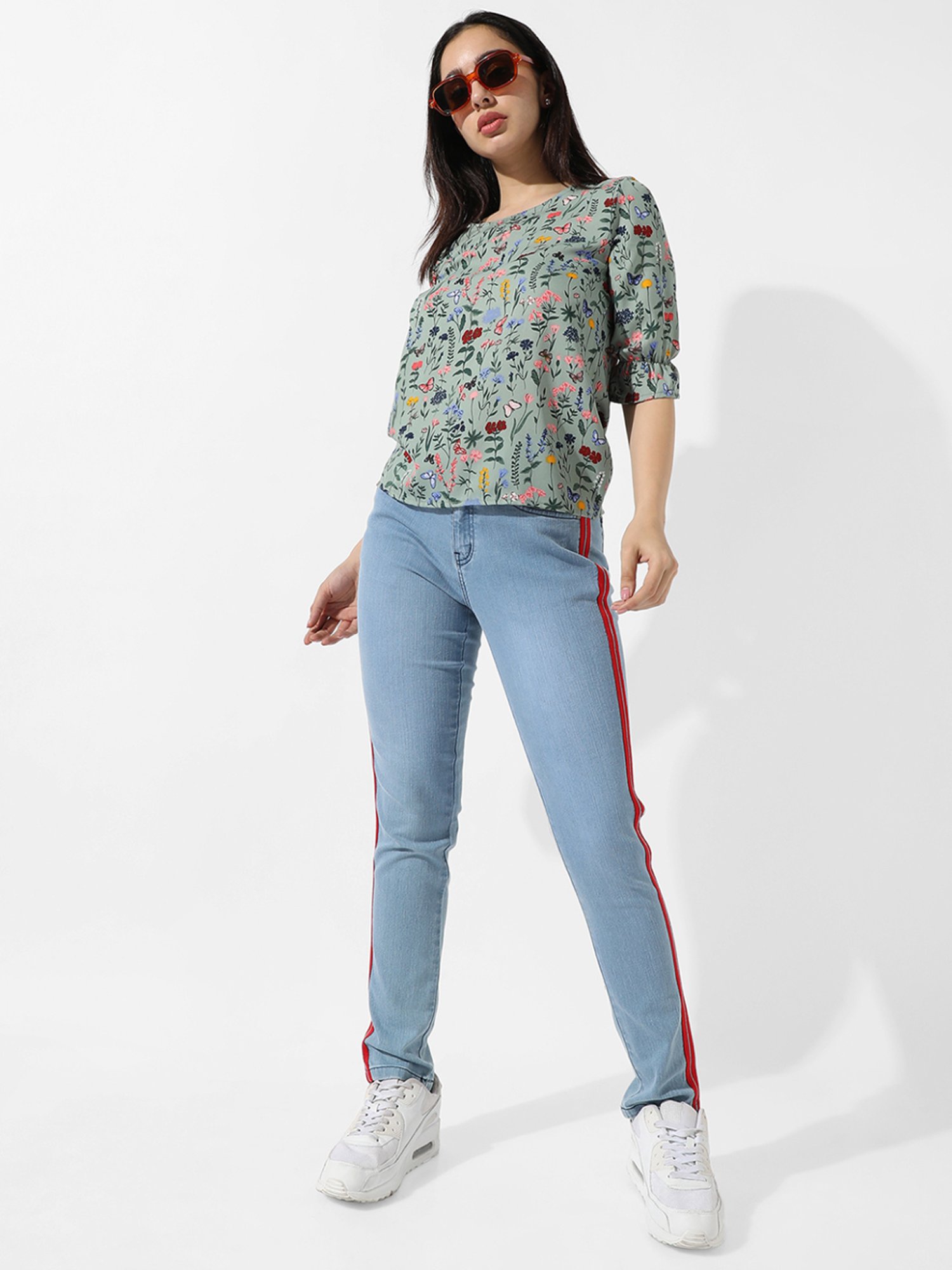 Campus Sutra Green Printed Top