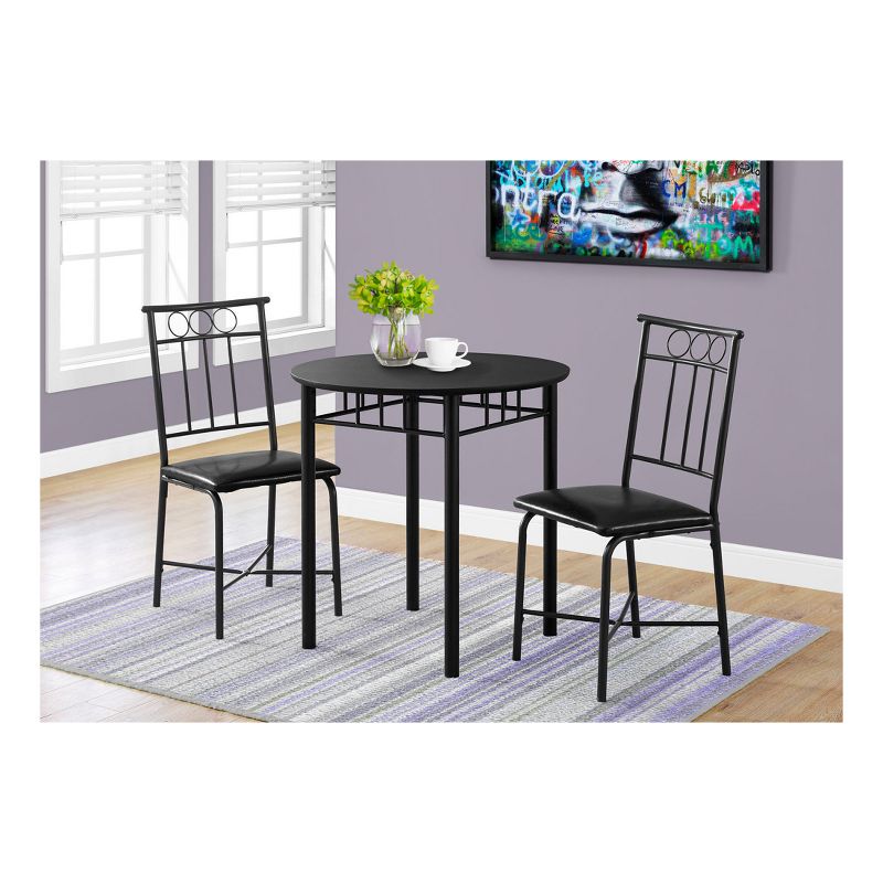 3pc Dining Set Black Metal - EveryRoom