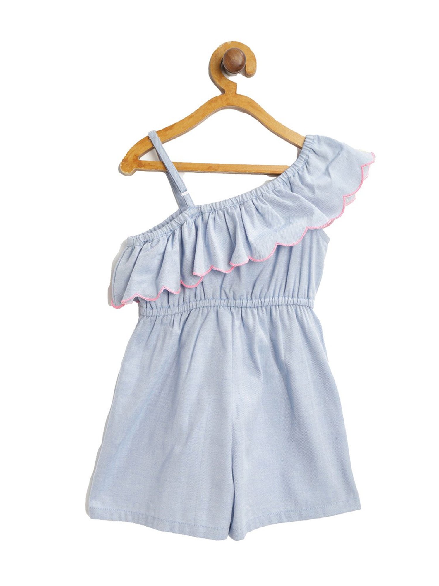 Nauti Nati Kids Blue Embroidered Playsuit
