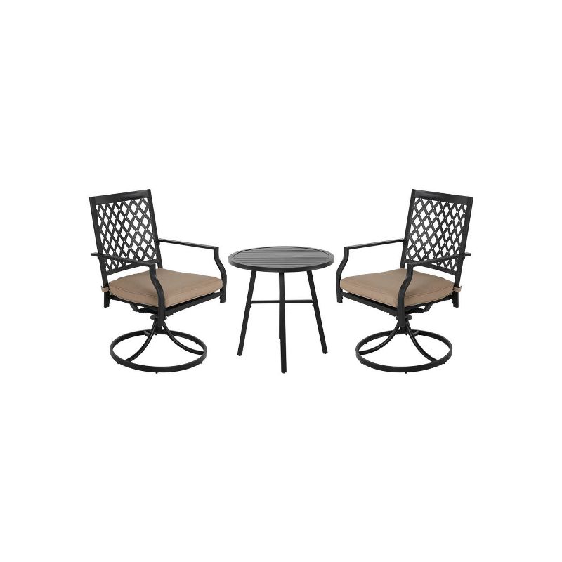 3pc Iron Dining Set With Beige Cushions - Nuu Garden